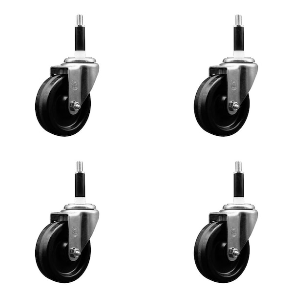 Service Caster 4'' SS Phenolic Wheel Swivel 7/8'' Expanding Stem Caster Set, 4PK SCC-SSEX20S414-PHS-78-4 - main